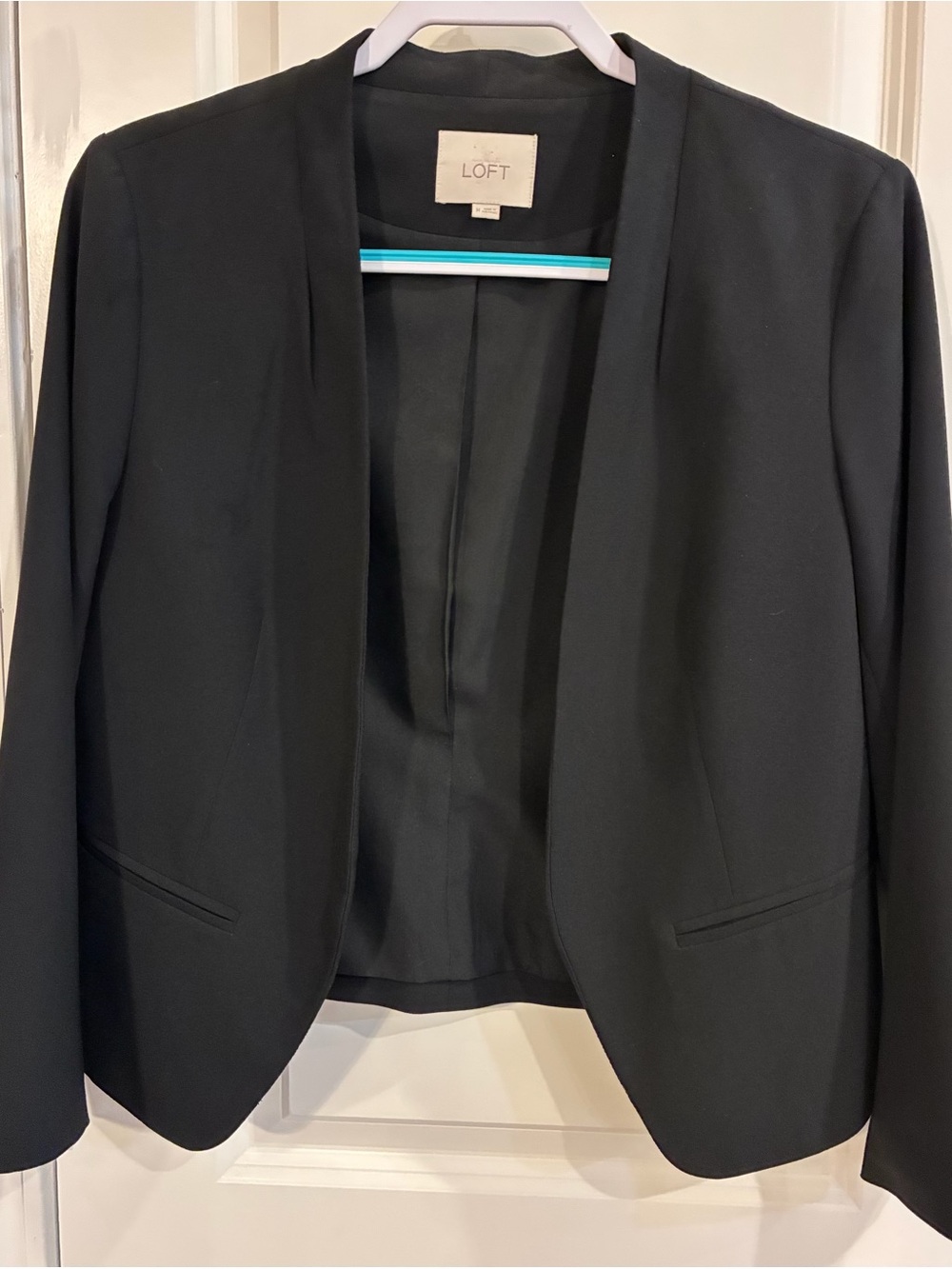 LOFT Black Open-Front Cropped Blazer Jacket